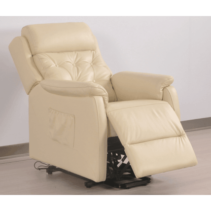 Beige recliner chair on a plain background