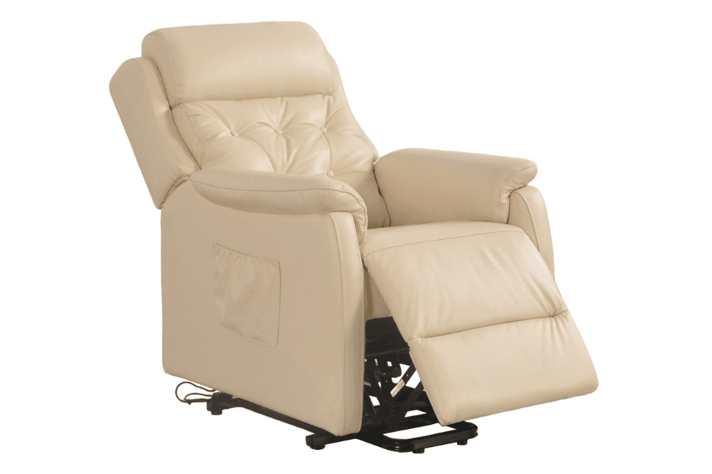 Bilbury Genuine Leather Cream Rise & Recline Mobility Chair