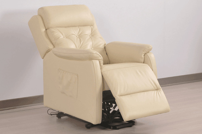 Bilbury Genuine Leather Cream Rise & Recline Mobility Chair
