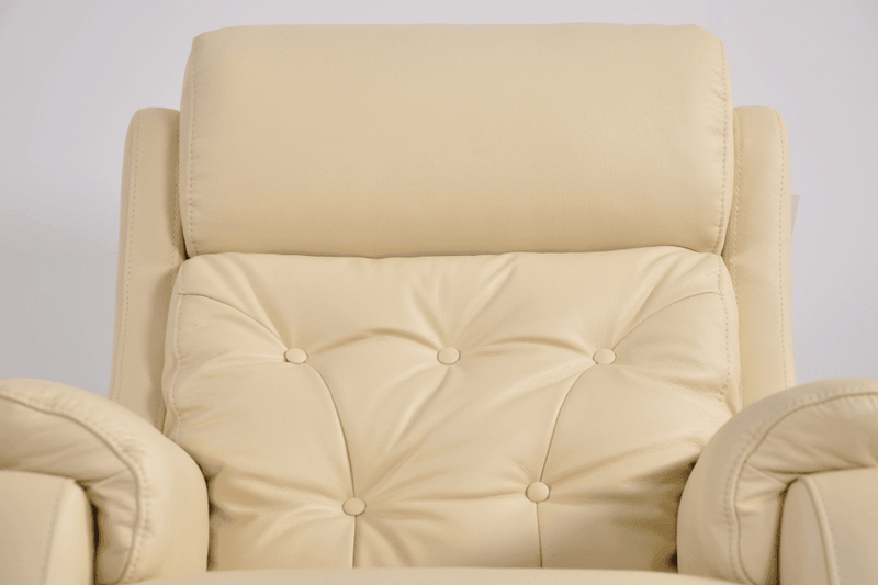 Bilbury Genuine Leather Cream Rise & Recline Mobility Chair - Furniture Instore