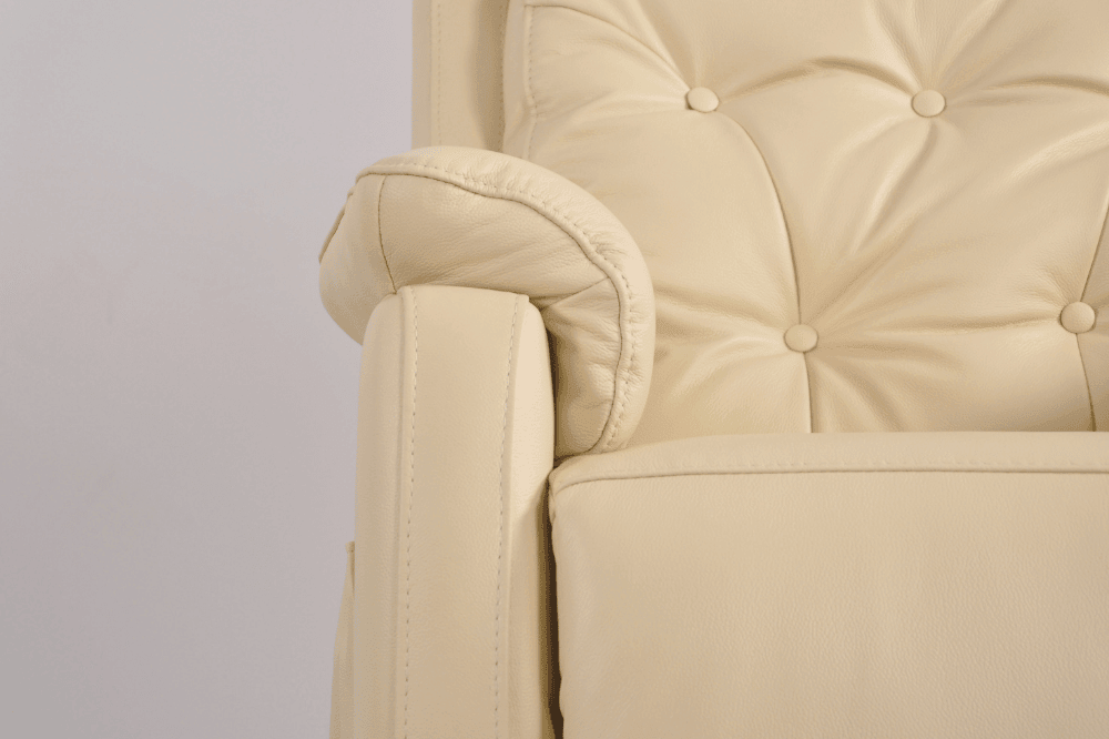 Bilbury Genuine Leather Cream Rise & Recline Mobility Chair