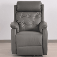 Gray leather recliner chair on a white background