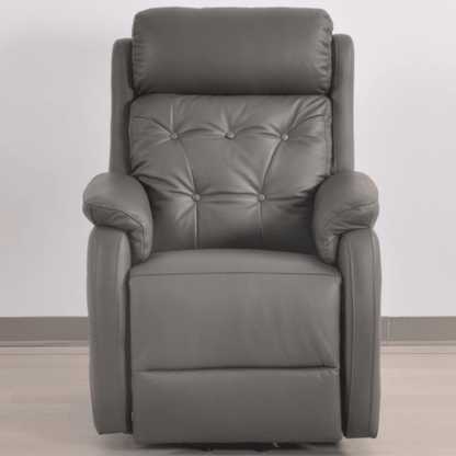 Gray leather recliner chair on a white background