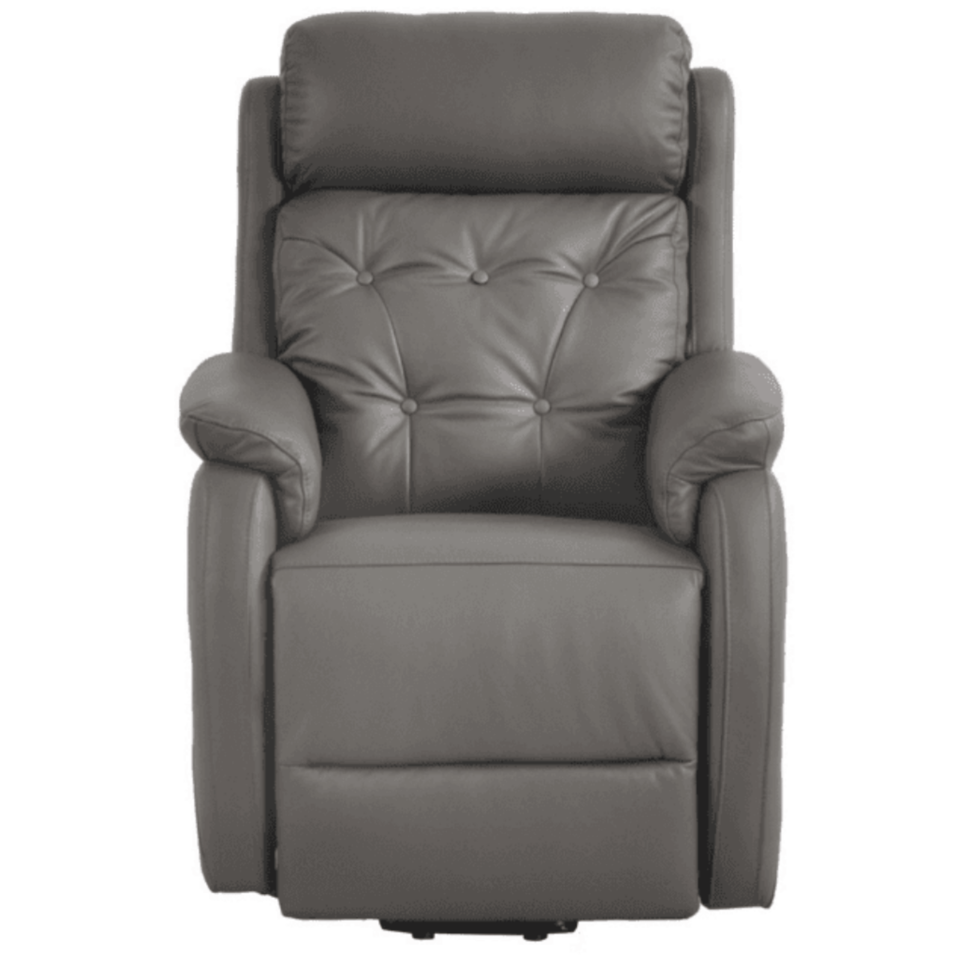 Gray leather recliner chair on a white background