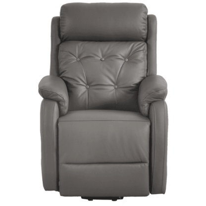 Gray leather recliner chair on a white background