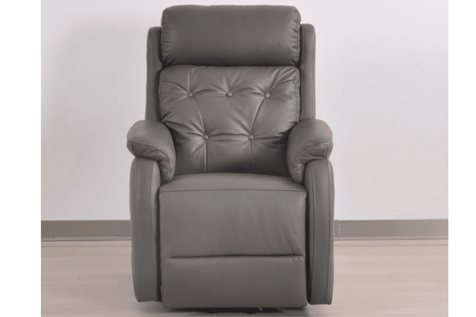 Bilbury Genuine Leather Grey Rise & Recline Mobility Chair - Furniture Instore