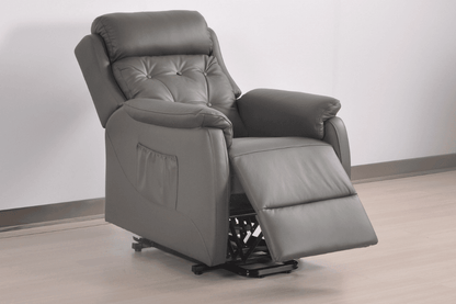 Bilbury Genuine Leather Grey Rise & Recline Mobility Chair - Furniture Instore