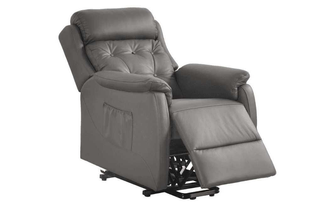 Bilbury Genuine Leather Grey Rise & Recline Mobility Chair - Furniture Instore
