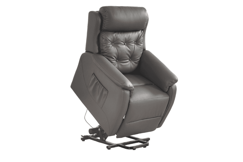 Bilbury Genuine Leather Grey Rise & Recline Mobility Chair - Furniture Instore