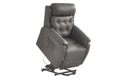 Bilbury Genuine Leather Grey Rise & Recline Mobility Chair - Furniture Instore