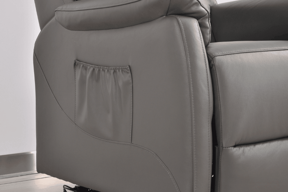 Bilbury Genuine Leather Grey Rise & Recline Mobility Chair - Furniture Instore