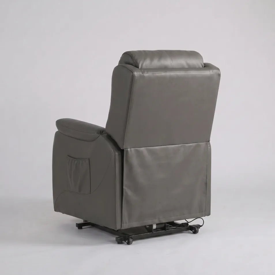 Bilbury Genuine Leather Grey Rise Recliner Mobility Chair - Furniture Instore