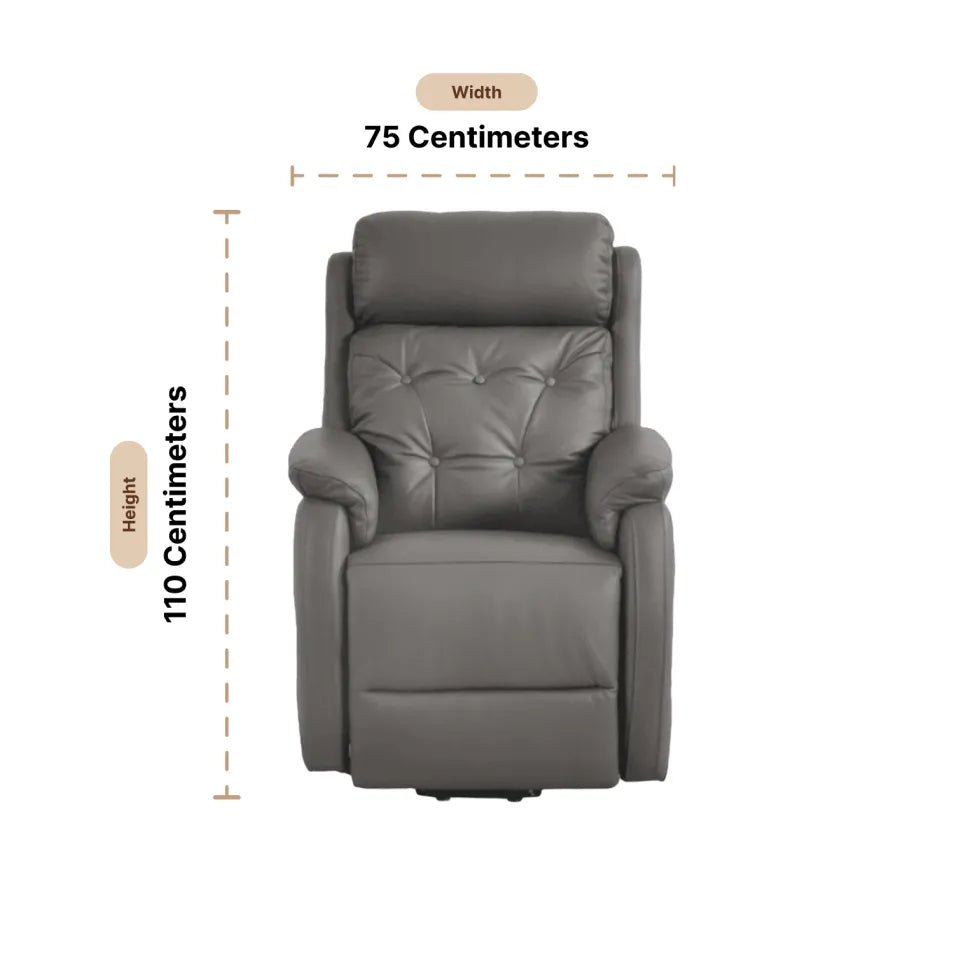 Bilbury Genuine Leather Grey Rise Recliner Mobility Chair - Furniture Instore