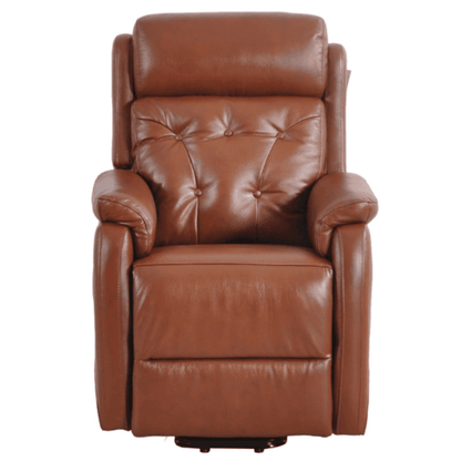 Brown leather recliner chair on a white background