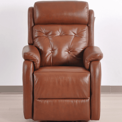 Brown leather recliner chair on a white background