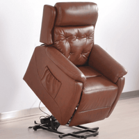 Brown leather recliner chair on a white background
