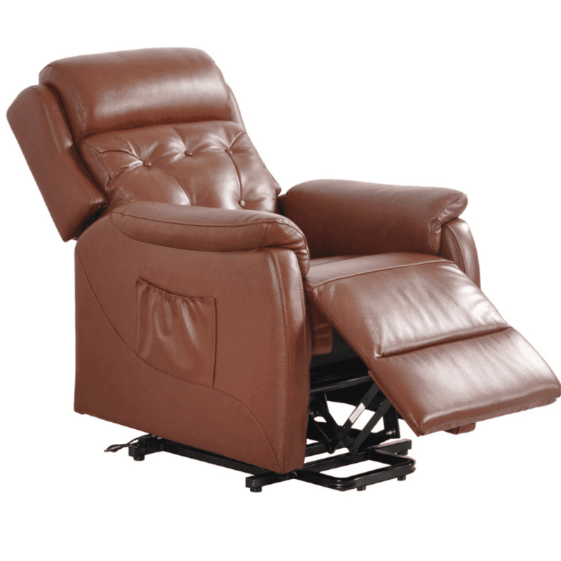 Brown leather recliner chair on a white background