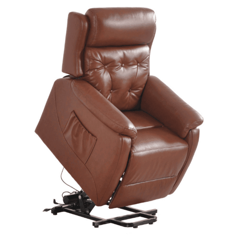 Brown leather recliner chair on a white background
