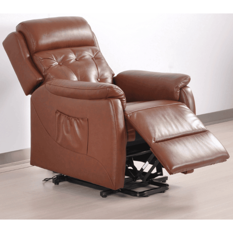 Brown leather recliner chair on a white background