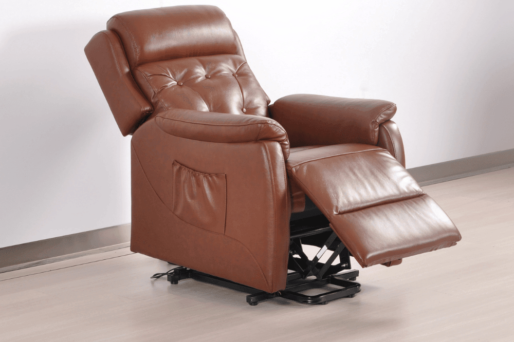 Bilbury Genuine Leather Tan Rise & Recline Mobility Chair