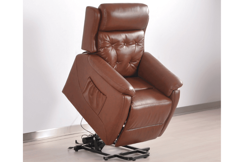 Bilbury Genuine Leather Tan Rise & Recline Mobility Chair