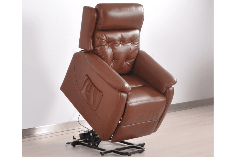 Bilbury Genuine Leather Tan Rise & Recline Mobility Chair - Furniture Instore