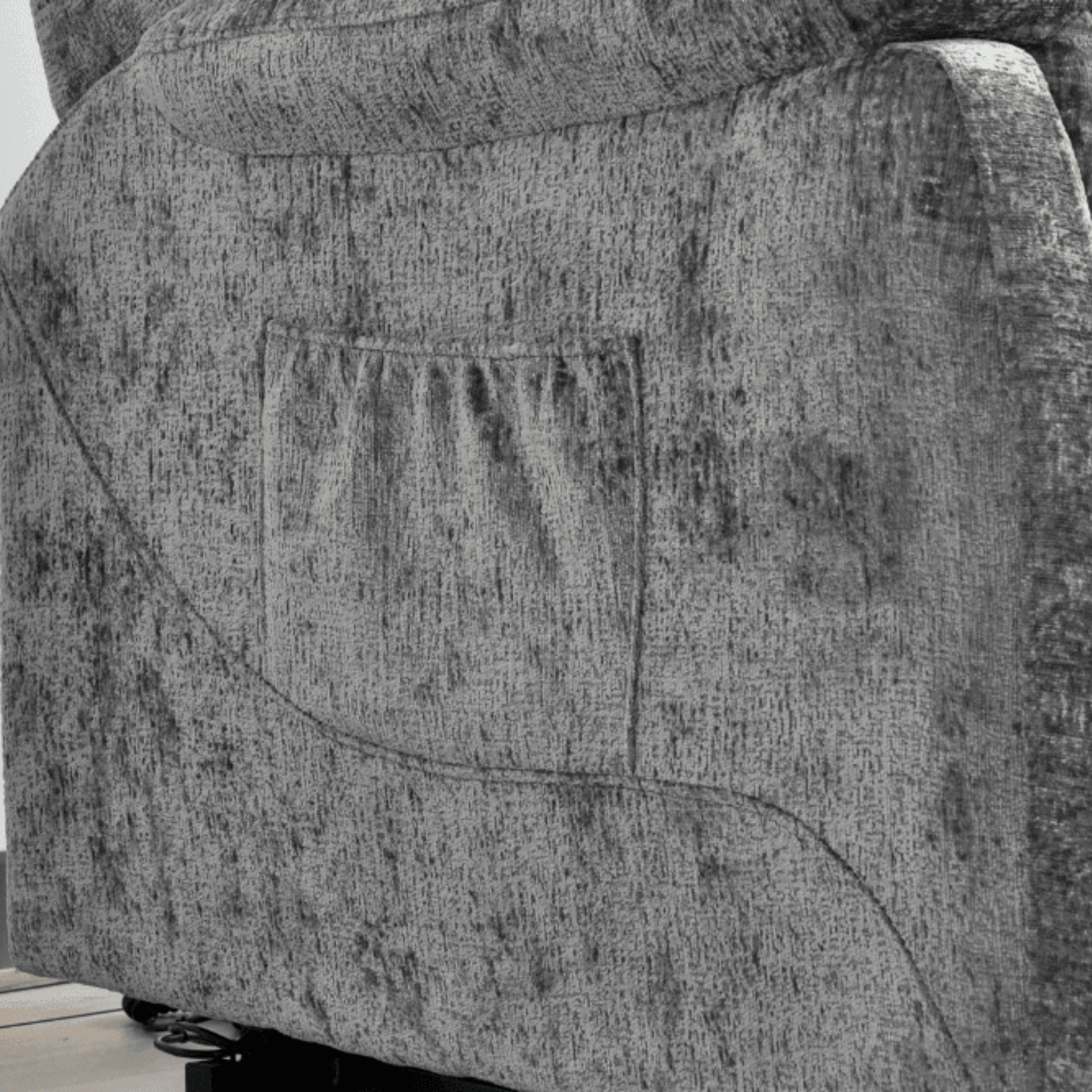 Close-up of a textured gray fabric surface