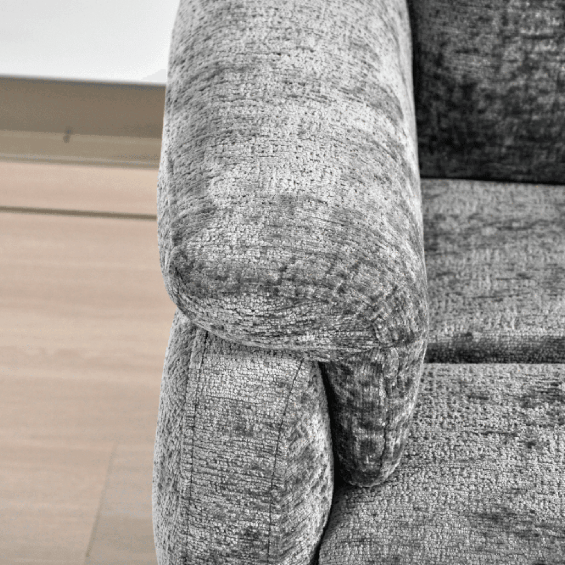 Close-up of a textured gray fabric surface