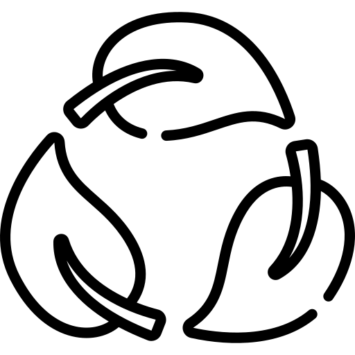Black recycling symbol on a white background