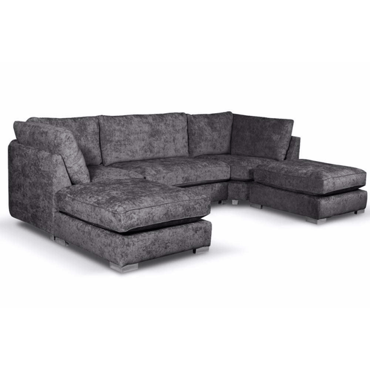 Gray sectional sofa on a white background