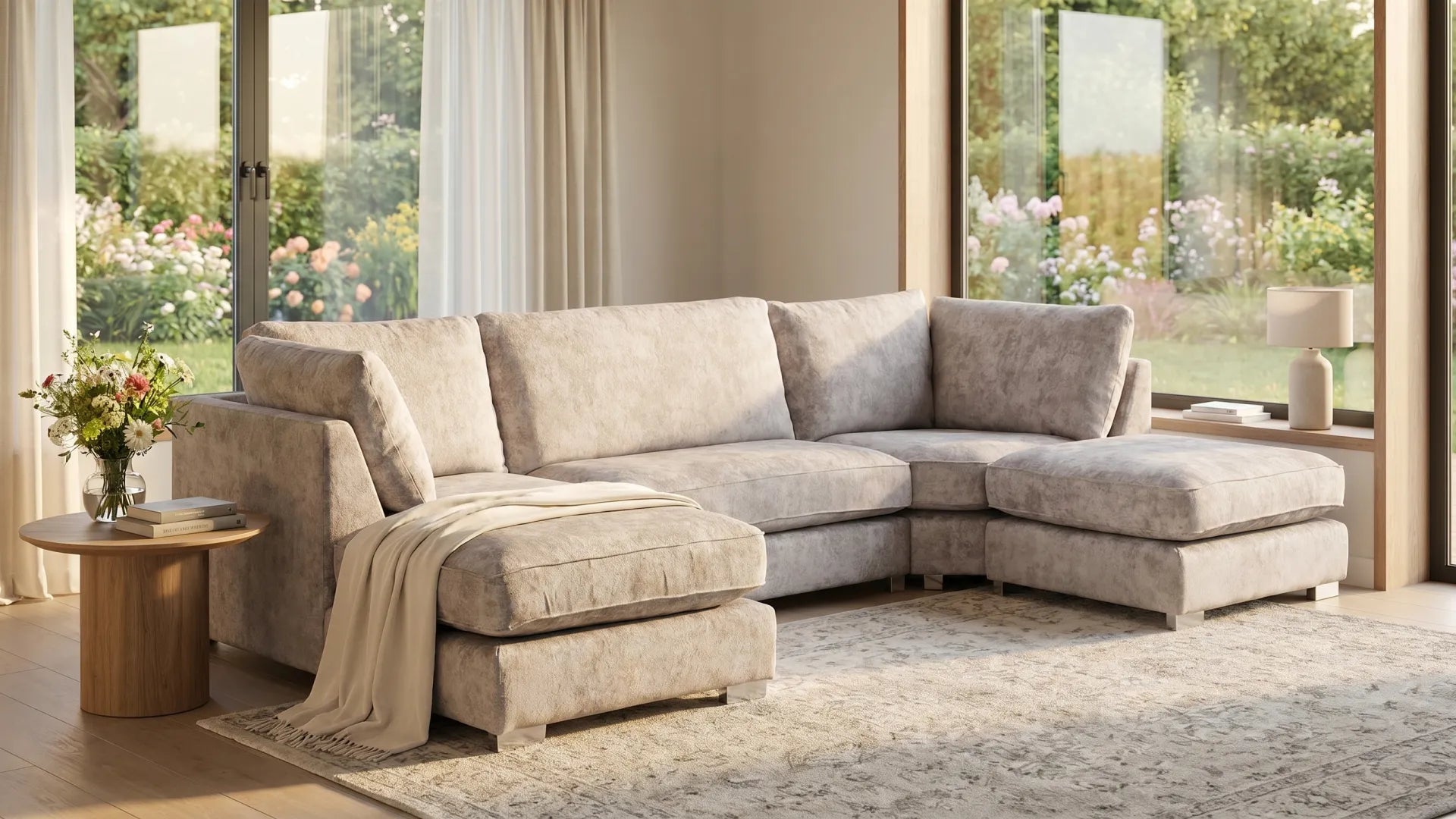 silver-fabric-u-shape-sofa