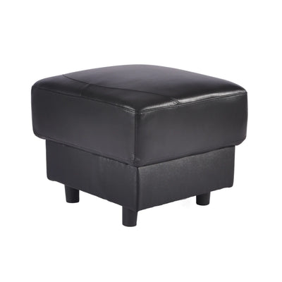 Rivello Genuine Leather Black Footstool