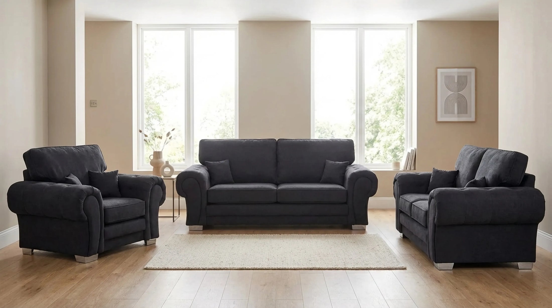 Black leather sofa - Furniture Instore