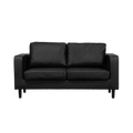 Box Black Leather 2 Seater Sofa