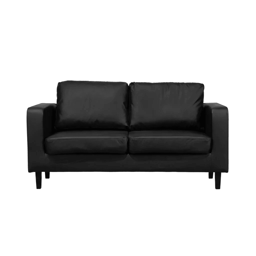 Box Black Leather 2 Seater Sofa - Furniture Instore