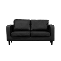 Box Black Leather 2 Seater Sofa