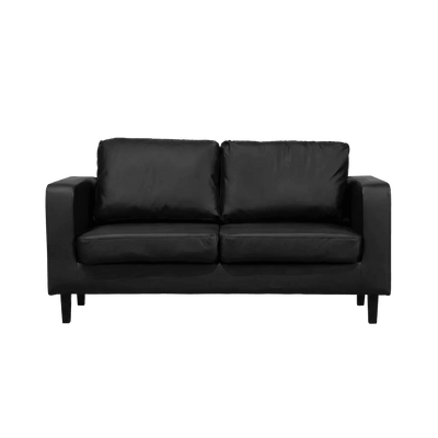 Box Black Leather 2 Seater Sofa