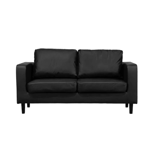 Box Black Leather 2 Seater Sofa - Furniture Instore