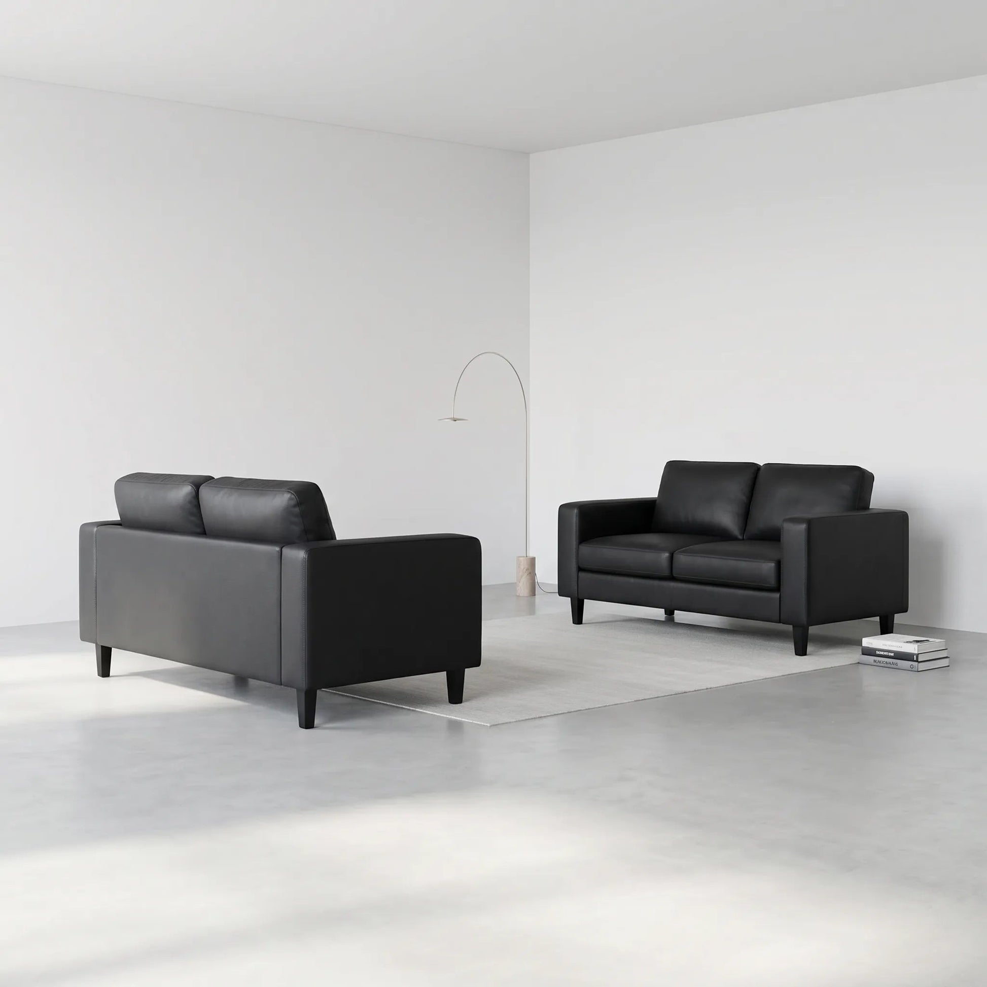 Box Black Leather 2+2 Seater Sofa Set - view 5 - Furniture Instore