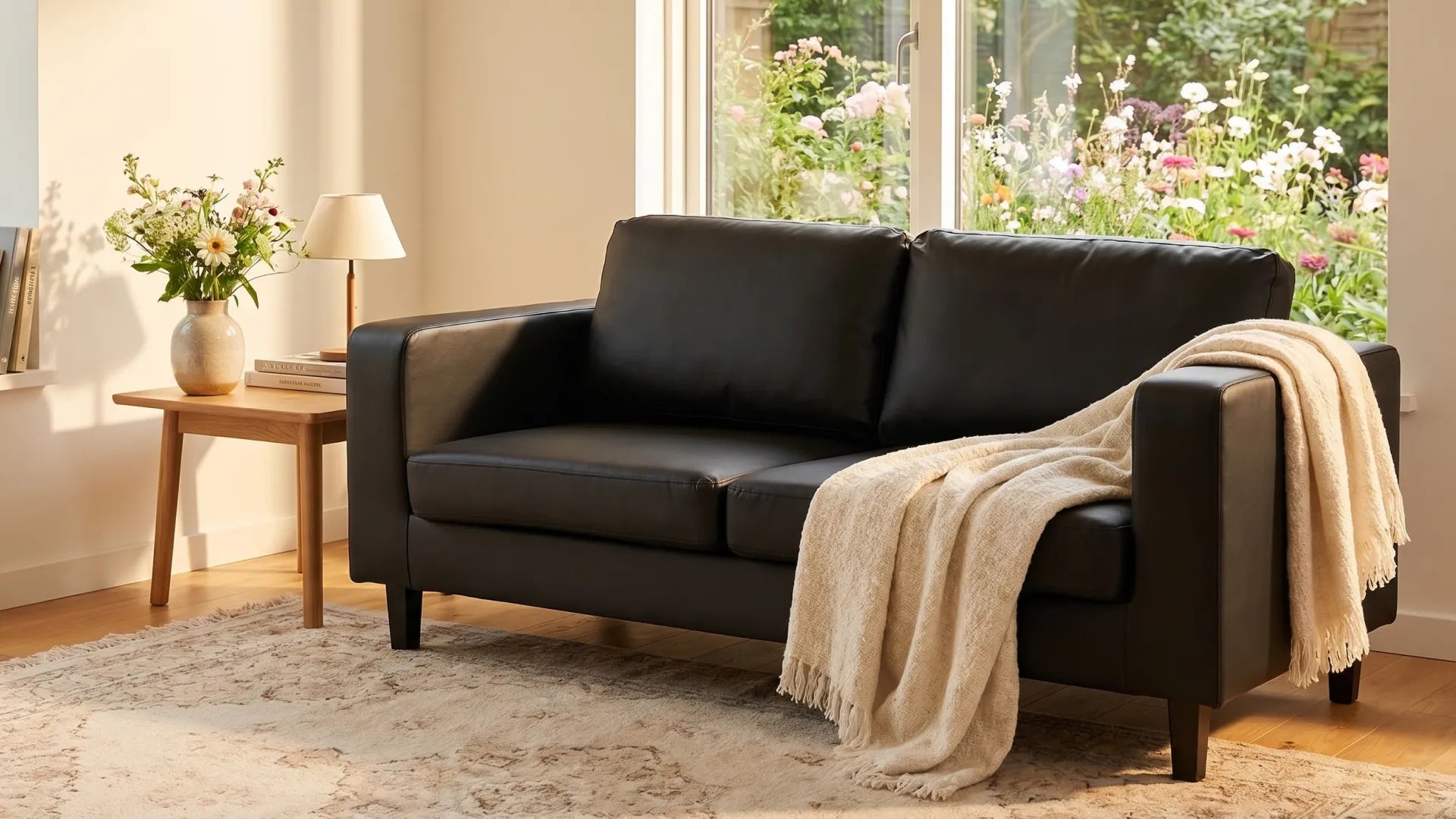 Box Black Leather 3 Seater Sofa - view 8 - Furniture Instore