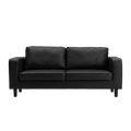 Box Black Leather 3 Seater Sofa
