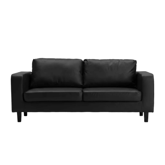 Box Black Leather 3 Seater Sofa - Furniture Instore