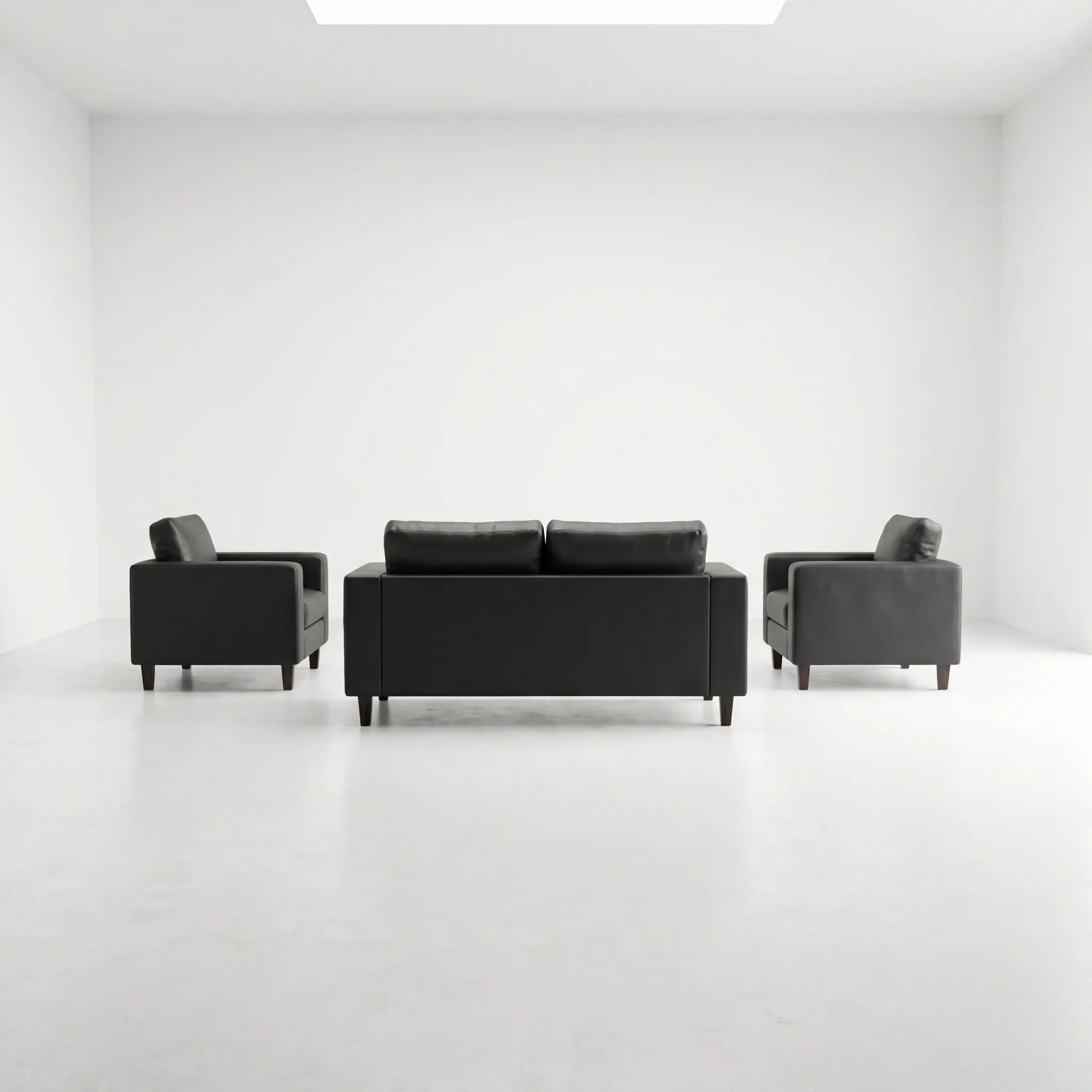 Box Black Leather 3+1+1 Seater Sofa Set - view 5 - Furniture Instore