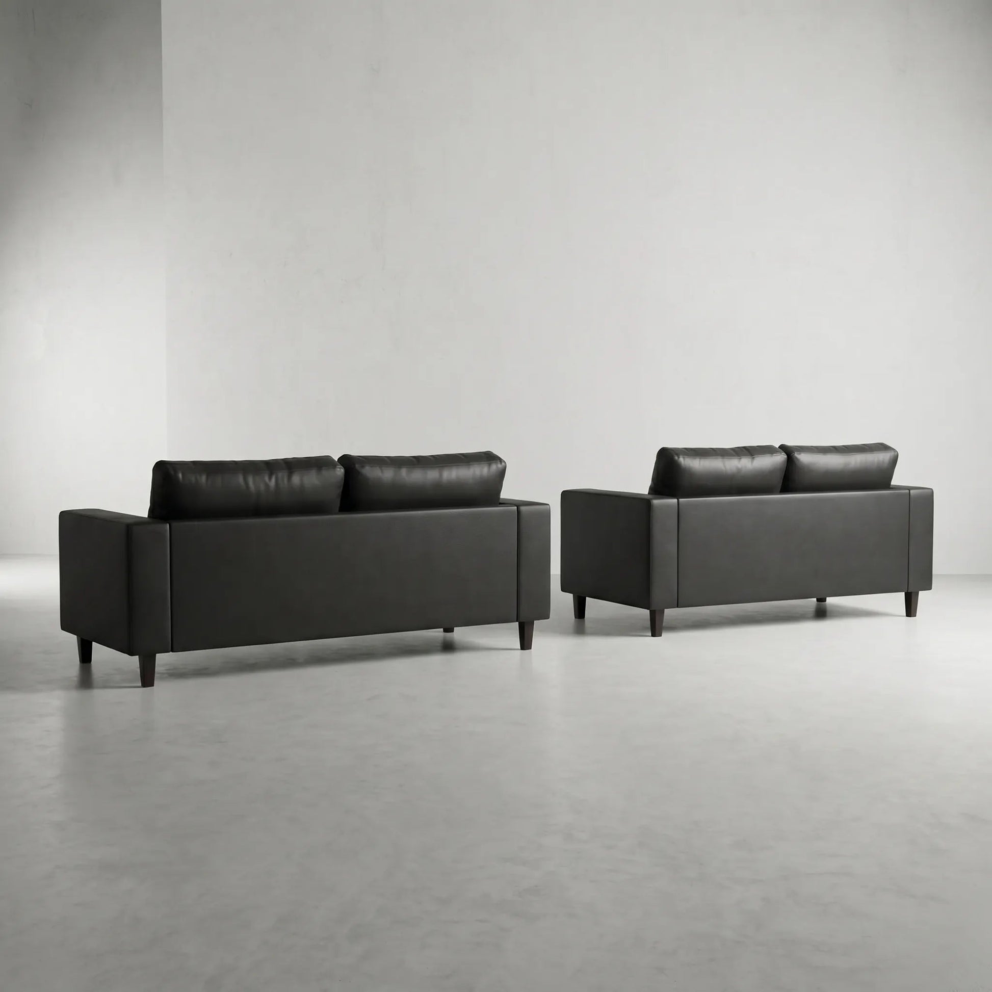 Box Black Leather 3+2 Seater Sofa Set - view 5 - Furniture Instore