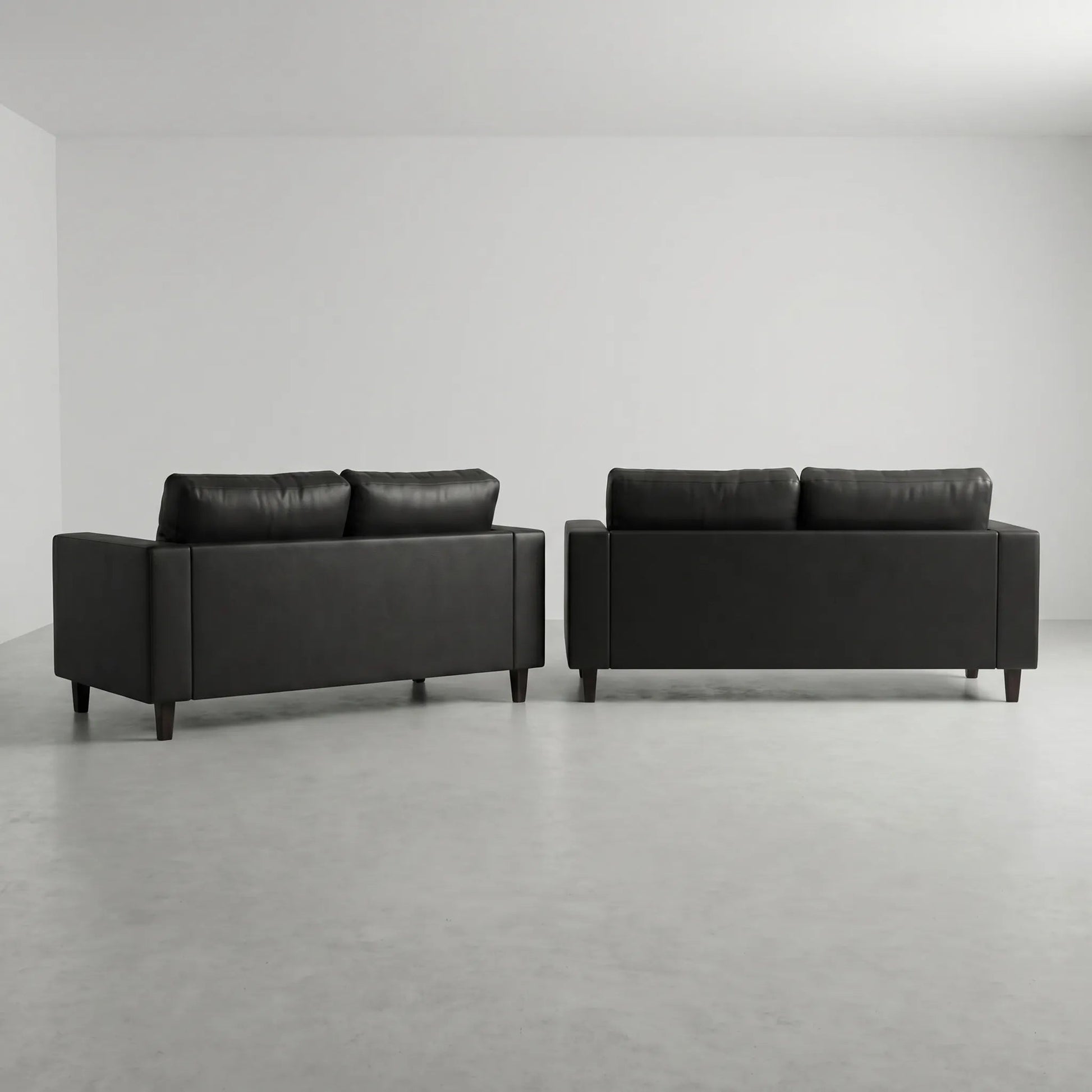 Box Black Leather 3+3 Seater Sofa Set - view 4 - Furniture Instore