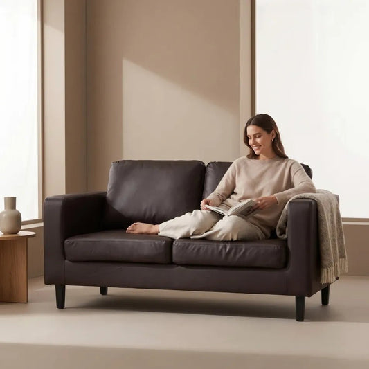 box-brown-leather-loveseat-sofa