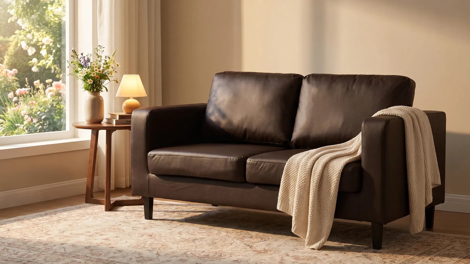 Box Brown Leather 2 Seater Sofa - view 8 - Furniture Instore