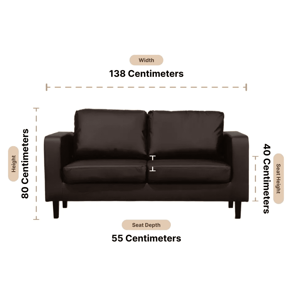Box Brown Leather 2 Seater Sofa - view 3 - Furniture Instore