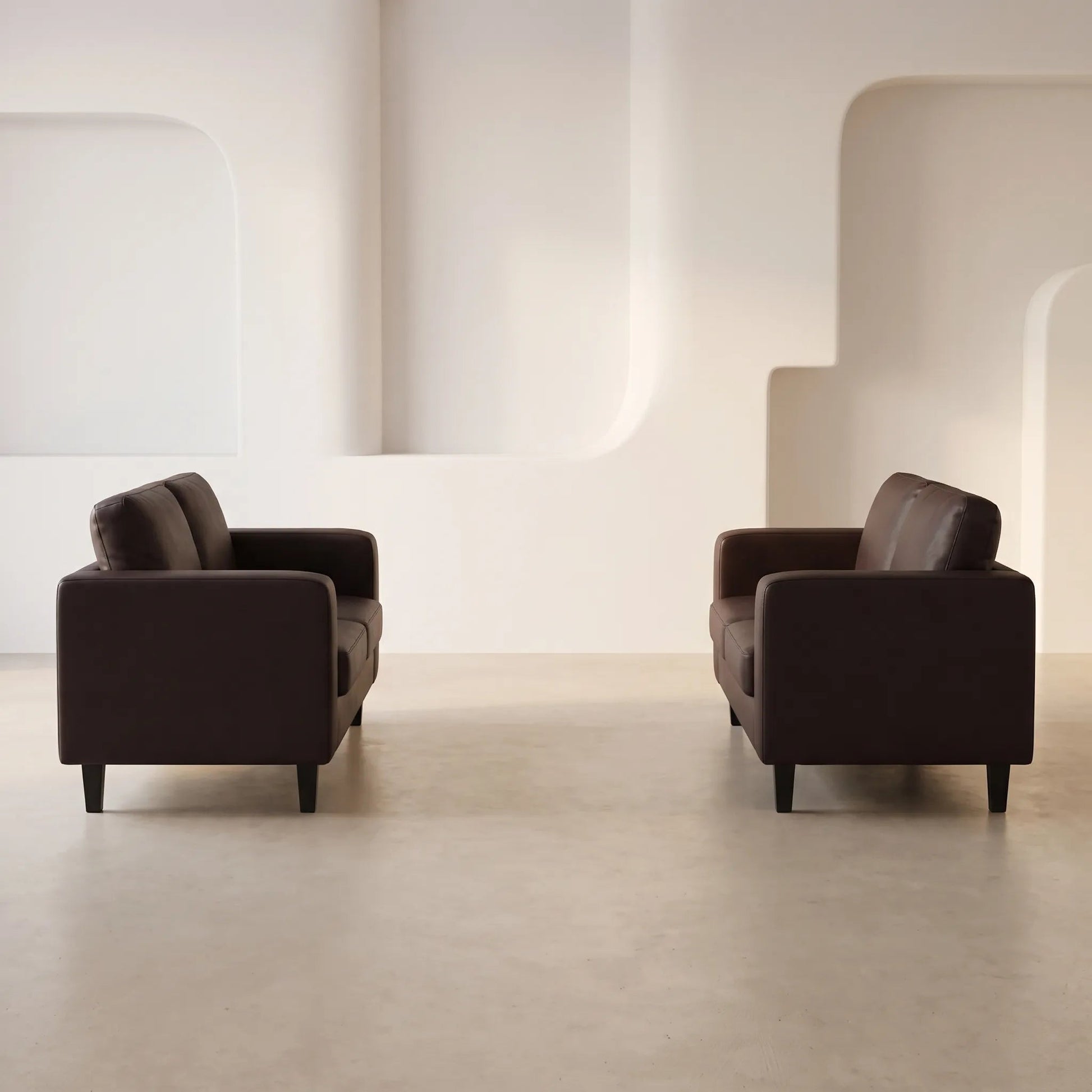 Box Brown Leather 2+2 Seater Sofa Set - view 3 - Furniture Instore