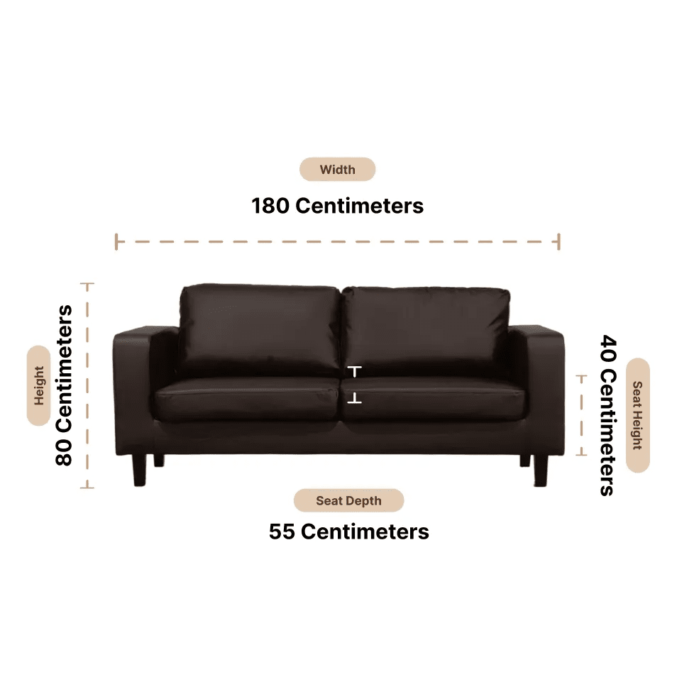 Box Brown Leather 3 Seater Sofa - view 3 - Furniture Instore